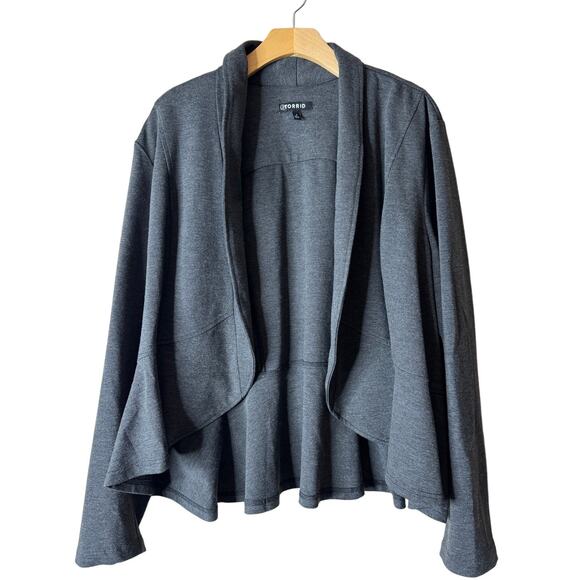 Torrid Plus 2X Dark Heather Gray Open-Front Crop Peplum Blazer Jacket - Picture 1 of 7